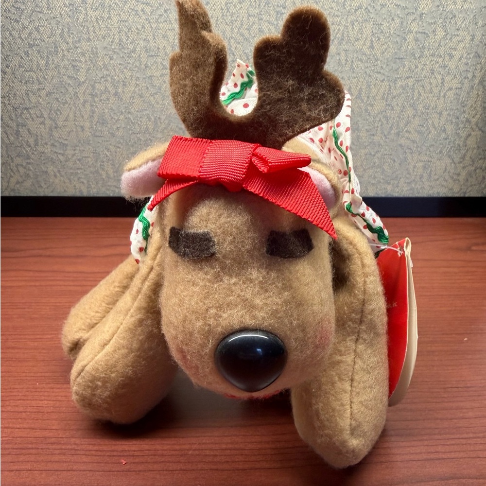 Hallmark Brown Reindeer Plush with Red Bow